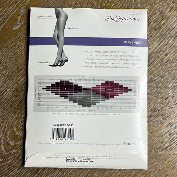 HANES Toeless Control Top + Silk Reflections Panty Hose Set of 2 CD - Picture 4 of 6
